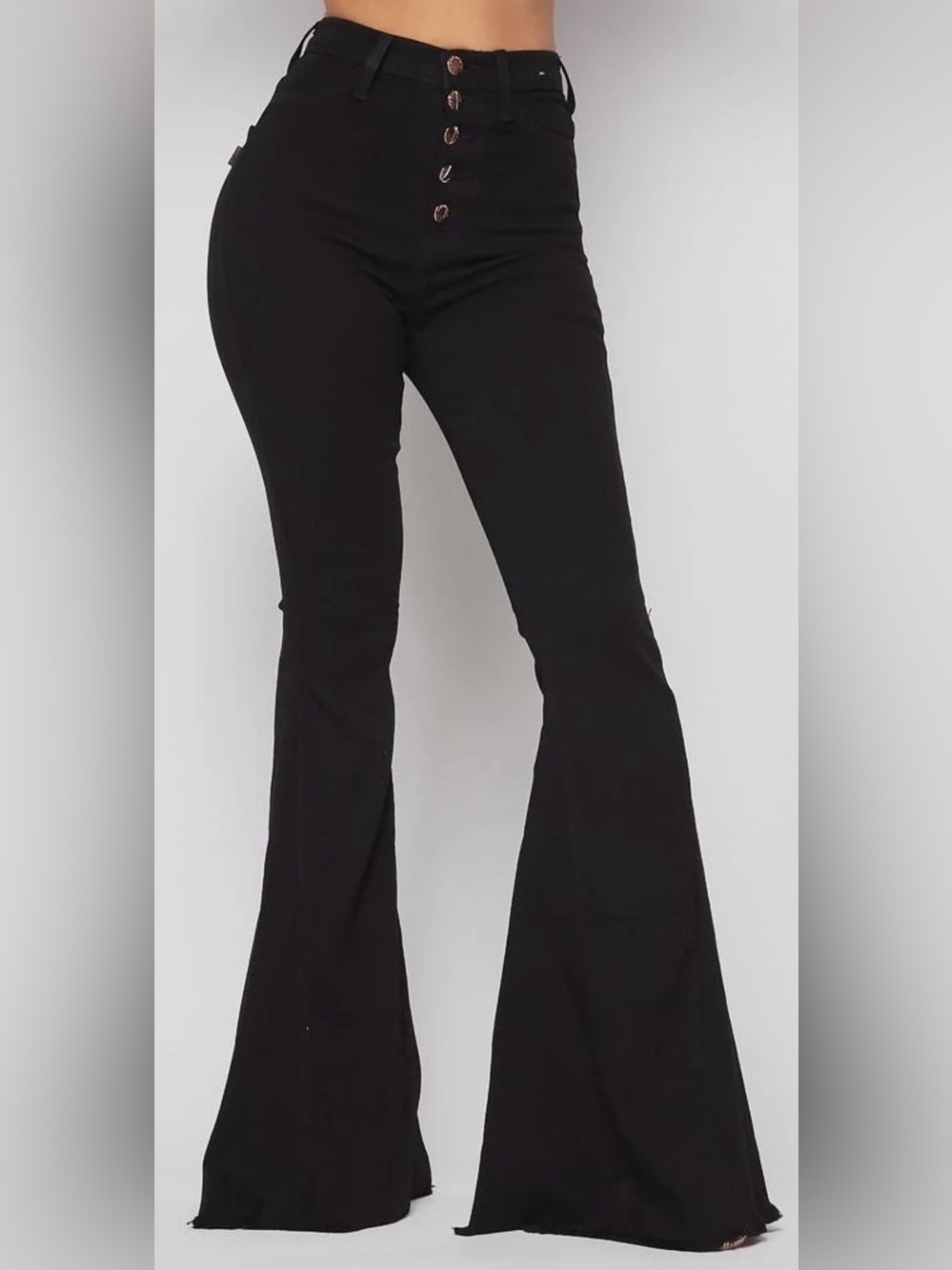 Vibrant Black High Waist Flare Jeans